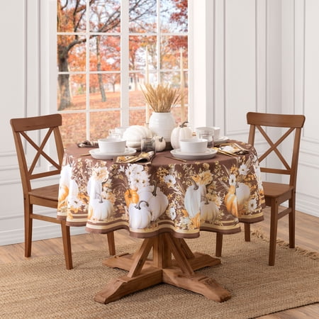Elrene Home Fashions Wheatland Harvest Fall Tablecloth, Multicolor, 60" x 84" Oval