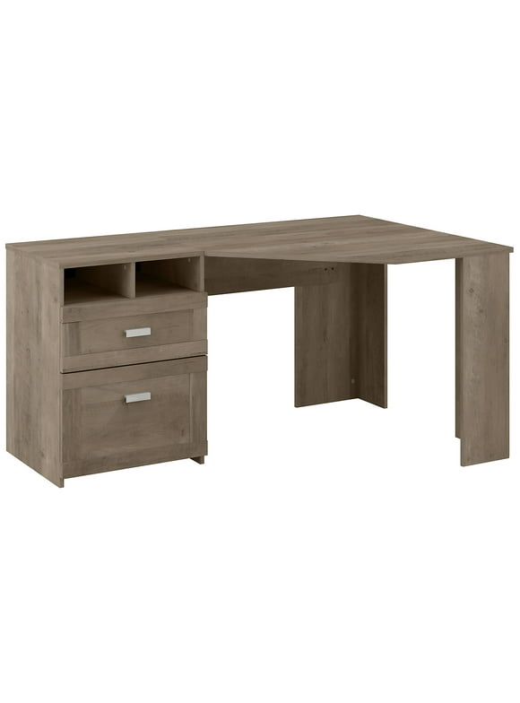 Wheaton 60W Reversible Corner Computer Desk with Storage in Driftwood Gray