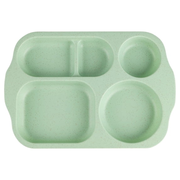 Wheats Straw Children's Meal Plates Student Five Meal Plates Thickened Cafeteria Partition Tableware Multi Lunch Plates(3pcs,Green)