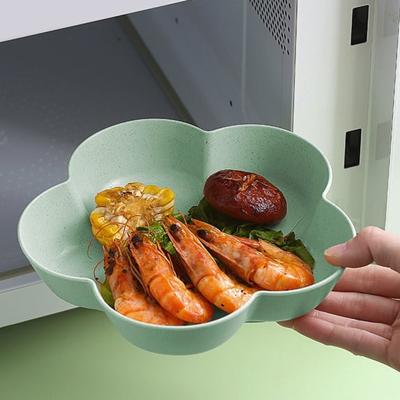 Wheats Straw Plates Floral Design Reusable Dishwasher Safe Dinnerware Stackable for Parties Picnics and Family Gatherings