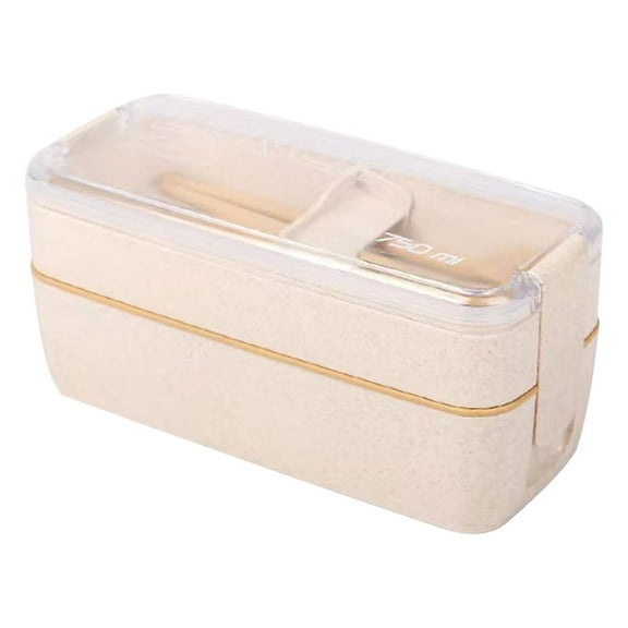 Wheatss Straw Double Layer Lunch Box with Transparent Lid | Eco-Friendly Plastic-Free Design | Leak-Proof Compartmentalized Food Container for Office School Home Use