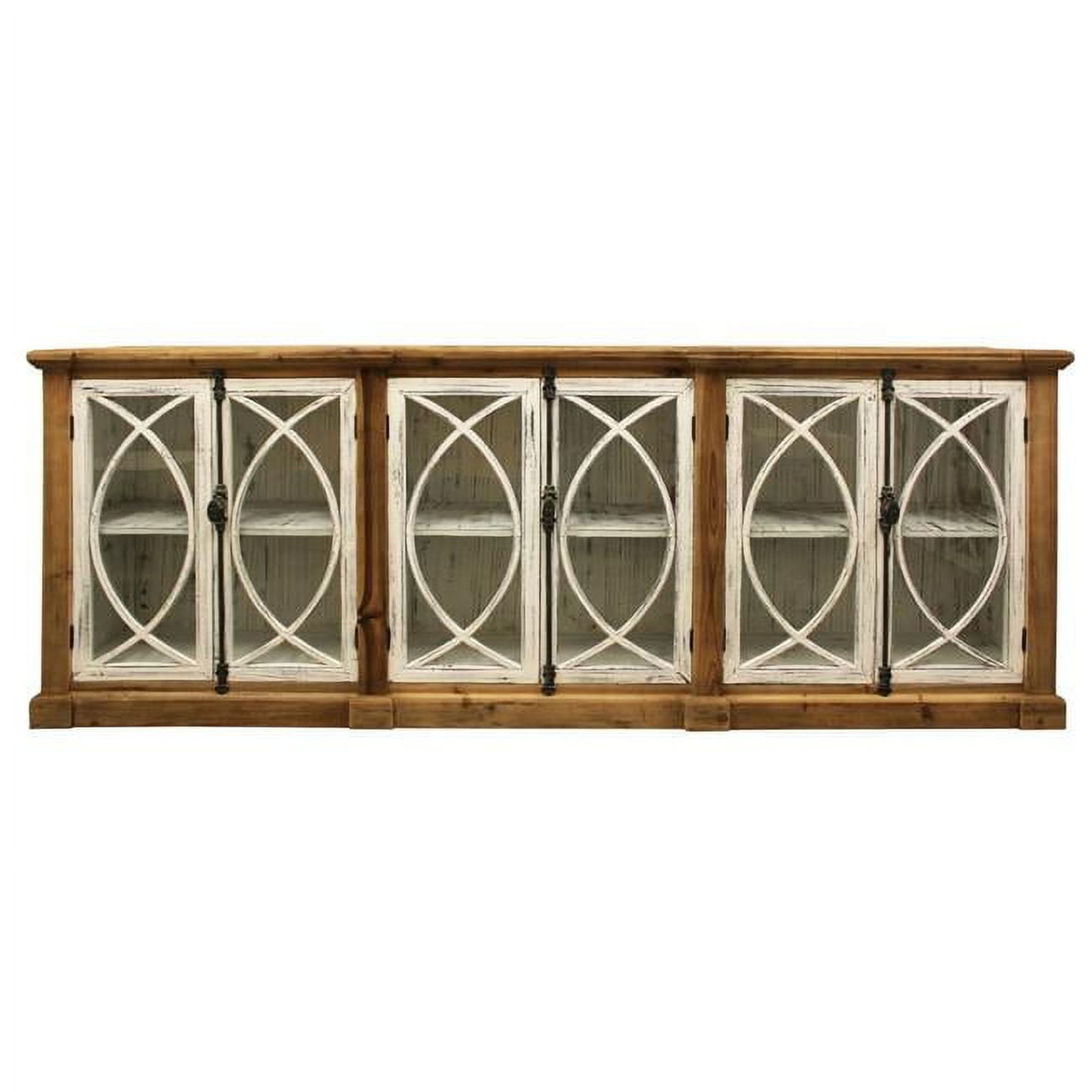 Wheatstone 113" Natural Pine Wood Sideboard with Glass Doors