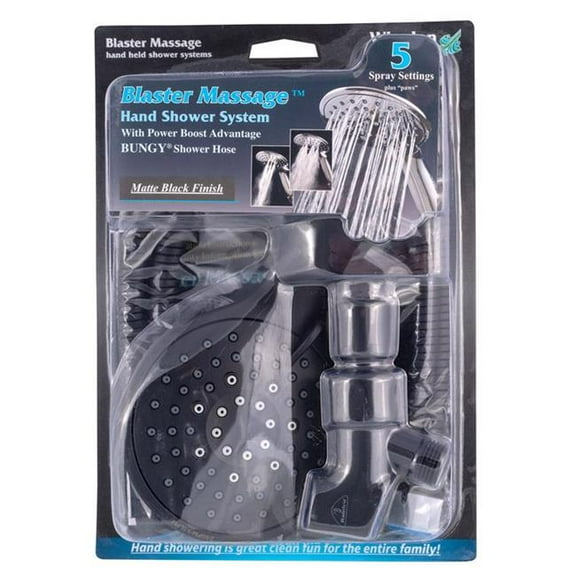 Whedon 4020645 2.5 GPM Blaster Massage Matte Black Plastic 5-Settings Handheld Showerhead