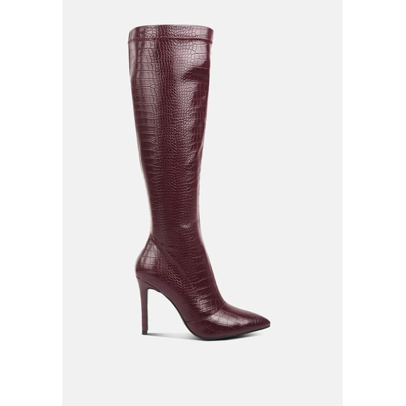 Wheedle Croc High Heeled Calf Boots