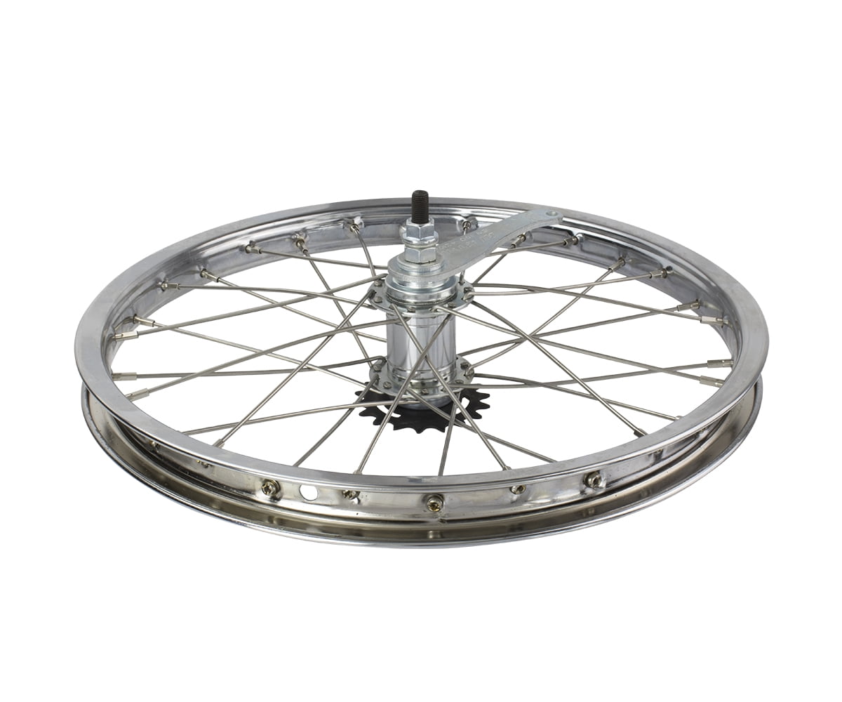 PRO+ Wheel 18" x 1.75" 28 Spoke, Freewheel, Steel Chrome, Single Wall, 12g Stainless Spokes