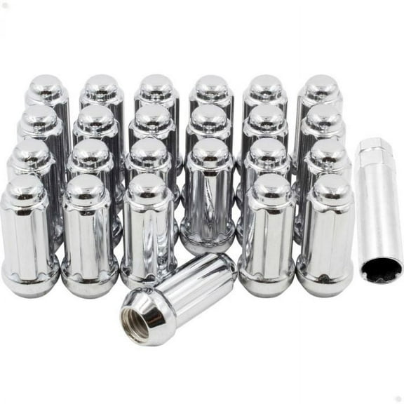 Wheel Accessories Parts 14x1.50 Thread Truck 1.90" Chrome Lug Nuts Fits Chevy Silverado GMC, 24 Pcs
