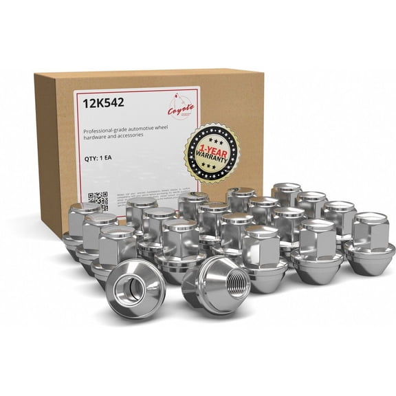 Wheel Accessories Parts 20 Pcs 1/2"-20 Thread OEM Factory Style Replacement Lug Nuts 1.45" Long Chrome 13/16" Hex 21mm Hex Fits 2006-14 Ford Mustang 9R3Z-1012-A | 611-292