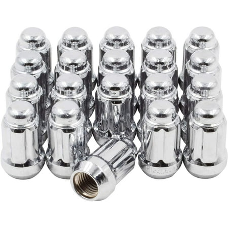 Wheel Accessories Parts 20 Pcs 12mm 1.25 12x1.25 Thread Car Spline 1.38" Long Lug Nut Chrome Spline Fits Most Subaru Pass Cars | Nissan Pass Cars with Aftermarket Wheels