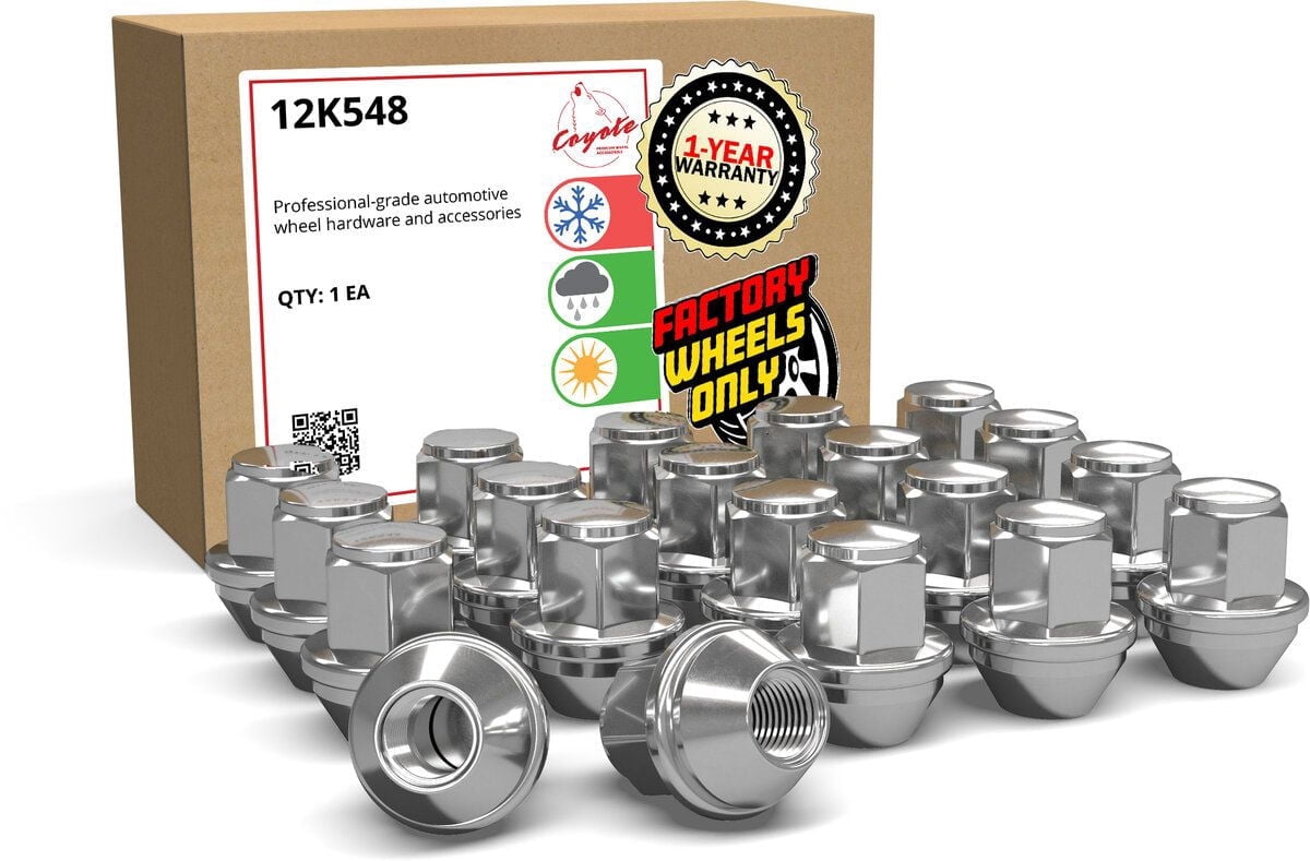 Wheel Accessories Parts 20 Pcs 14mm 1.50 14x1.50 Thread 611-204 ACPZ-1012-D ACPZ-1012-M | 1.66" Long OEM Style Lug Nuts Chrome 13/16" Hex Fits 2015+ Ford Mustang 2020+ Explorer 2015+ Edge | Maverick