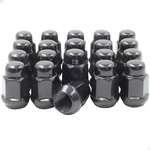 Wheel Accessories Parts 20 Pieces 14mm 1.50 14x1.50 Thread Bulge Acorn 1.38 Long Lug Nuts Black Chrm 13/16" Hex Fits 2015 + Mustang 2005 + Challenger Charger 300C 2011 + Camaro 2018+ Jeep Wrangler