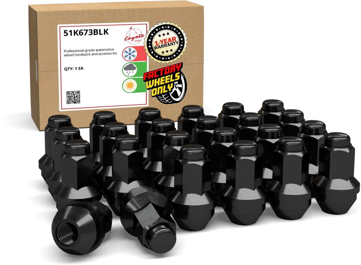 Wheel Accessories Parts 24 Black 14x2 Factory Style Lug Nuts Cone Seat Fits Ford F150, Expedition, Lincoln Part # 4L3Z-1012-A 7L1Z-1012-A 611-288 OEM Style Wheel Lug Nut (24, M14x2.0