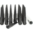 thumbnail image 1 of Wheel Accessories Parts 24 Pcs 1/2" Thread Lug Nuts Spike Spline Solid Metal Truck Spline 4.40" Long Black Chrome Fits Jeep J10 J20 1991-05 Dodge Dakota 1998-03 Durango Viper, 1 of 8