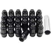 Wheel Accessories Parts 24 Pcs 14mm 1.50 Thread ET Bulge Acorn (Extra Thread for Spacer) 1.70 Long Spline Lug Nuts Black Chrome Truck Spline Fits Chevy Silverado 1500 2016+ Ford F 150 2019+ Ram 1500