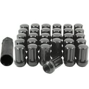 Wheel Accessories Parts 24 Pcs M14x1.5 14x1.5 Thread Short Truck 1.50" Long Lug Nuts Black 7 Spline Fits Jeep Wagoneer Grand Wagoneer 2019+ Ram 1500