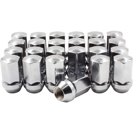 Wheel Accessories Parts OEM Style Lug Nut 24 Pack 14mm 1.50 Chrome 7/8 22mm Hex M14 x 1.5 Fits Jeep Grand Wagoneer | Wagoneer | 2019+ Ram 1500