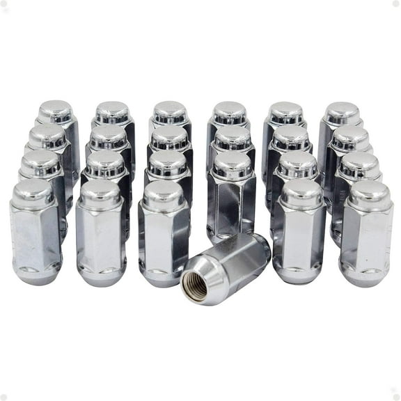 Wheel Accessories Parts Set of 24 Chrome 14x2.0 Lug Nuts Closed End Bulge Acorn 2.00" Long for Trucks 7/8 Hex, M14x2.0 Thread Wheel Lug Nut (Chrome, 24 PC) Fits select: 2004-2014 FORD F150