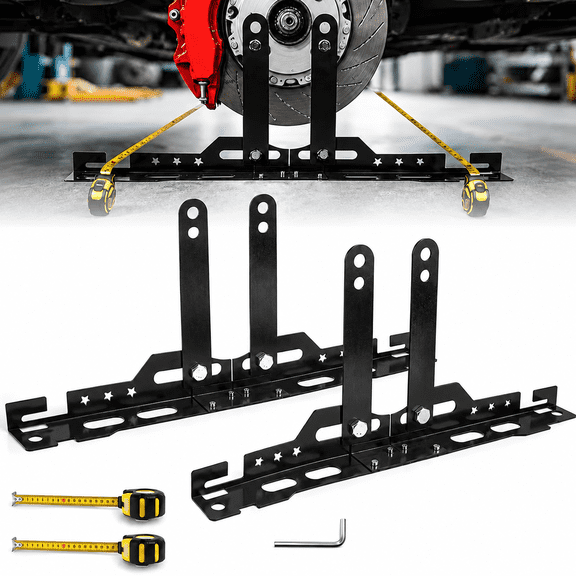 Wheel Alignment Tool with 2 Measuring Tapes, Upgraded Automotive Toe Alignment Tool for Home Use, Compatible with More Vehicle Models, Black, Toe Plates