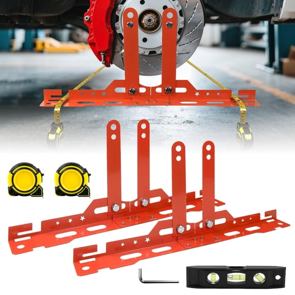 SLUMLOVE Wheel Alignment Tool with 2 Measuring Tapes, Upgraded Automotive Toe Alignment Tool for Home Use, Compatible with More Vehicle Models, Black, Toe Plates