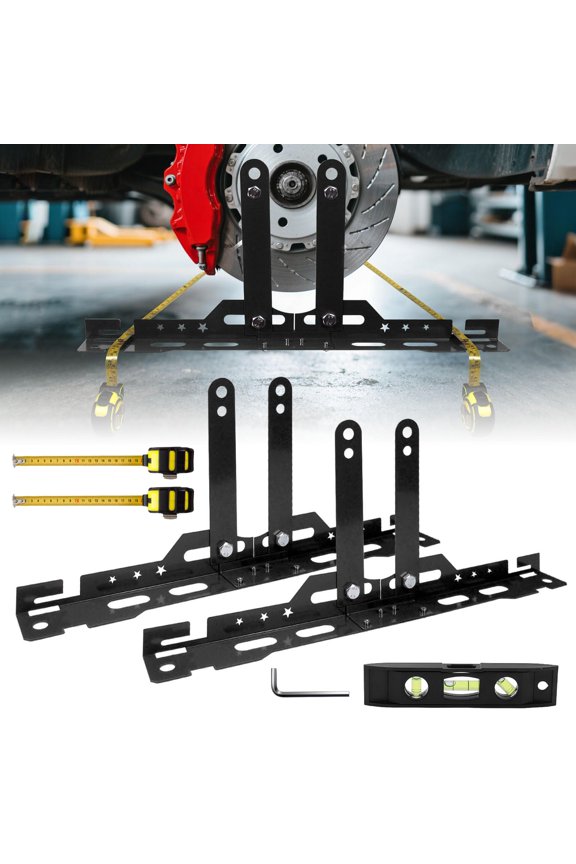 Wheel Alignment Tool with 2 Measuring Tapes, Upgraded Automotive Toe Alignment Tool for Home Use, Compatible with More Vehicle Models, Black, Toe Plates
