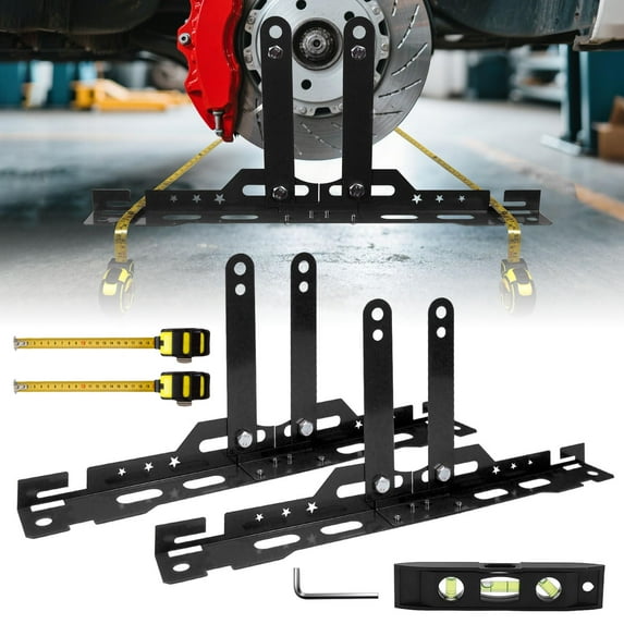 SLUMLOVE Wheel Alignment Tool with 2 Measuring Tapes, Upgraded Automotive Toe Alignment Tool for Home Use, Compatible with More Vehicle Models, Black, Toe Plates