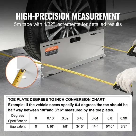 Wheel Alignment Tool, 2-Pack Alignment Tool Toe Plates, Stainless Steel Toe Angle Measurement Tool Plate, 4 Alignment Rods and Magnetic Slots, Includes Measuring Tapes & Conversion Chart