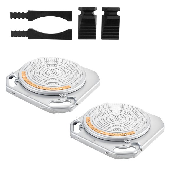 Wheel Alignment Turn Plates, 2 PCS, 2-Ton Capacity per Plate, Brass Dial Measurements, 360 Rotating Turntable Wheel Alignment Tool with Transition Bridge & Thrust Block for Car SUV Light Truck