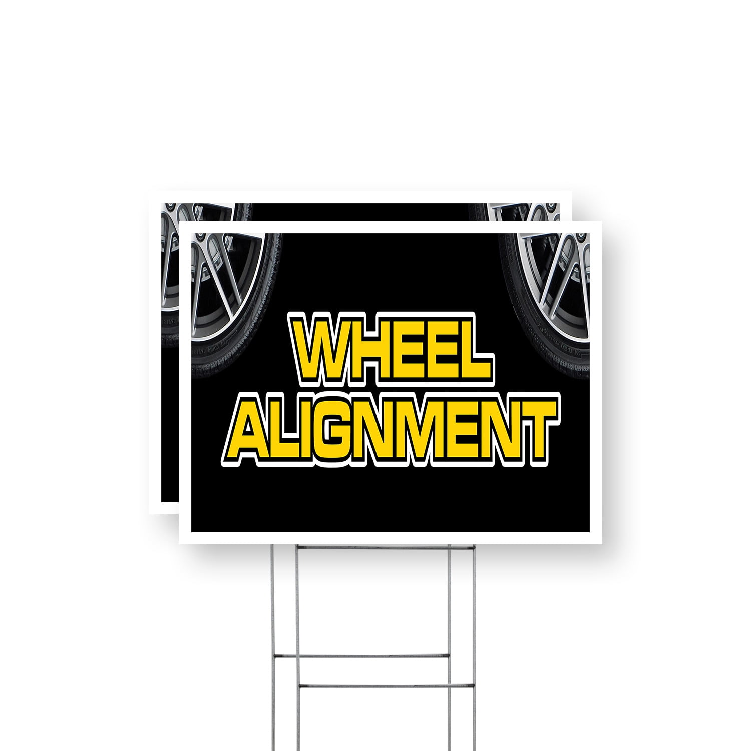 Wheel Alignment Yard Sign 2 Pack of 12 Inch x 16 Inch Single Sided ...
