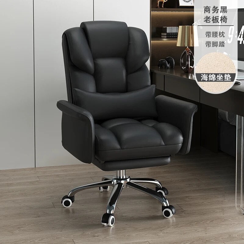 Wheel Back Cushion Office Chair Leather Lounge Executive Lazyboy Chair