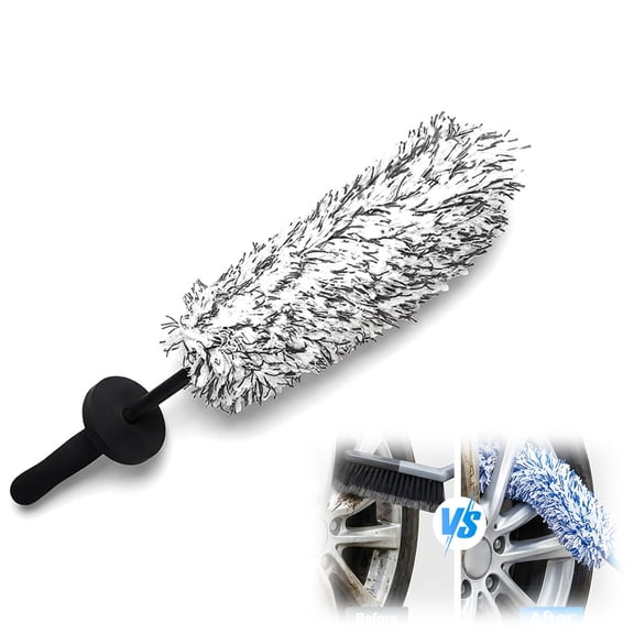 Wheel Barrel Brush, 2026 Long Handle Microfiber Car Duster for Interior & Exterior, Multipurpose Automotive Cleaning Tool for Wheels, Tight Spaces & Car Care (Black, 1PC)
