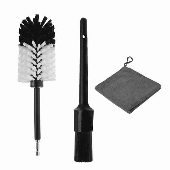 Wheel Brush, Drill Brush for Car Wheel, No Scratches Highly Dense and Durable Car Wheel Brush Rim Tire Car Cleaning Brush for Wheels, Rims, Engines, Exhaust (Black&White)