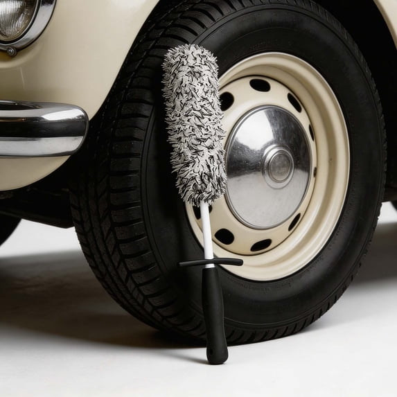 Wheel Brush For Car Detailing Soft Microfiber Wheel Cleaning Brush With Ergonomic Handle Non-Scratch Car Wash Brush For Rims Tires Bays Motorcycl