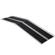 Wheel Chair Ramp 8FT Adjustable Height Aluminium Alloy Threhold Ramp Portable Foldable Handicap Ramps With 600 Pound Bearing Capacity For Home Steps Stairs Doorways