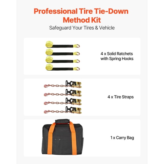 Wheel Chock Tie-Down Kit,Tire-Style Tow Dolly Strap,Car Tie Down Kit with Heavy-Duty Hook,Break Strength 10009 lbs&Working Load 3333 lbs Motorcycle Tie-Down System for ATV,SUV,Snowmobiles