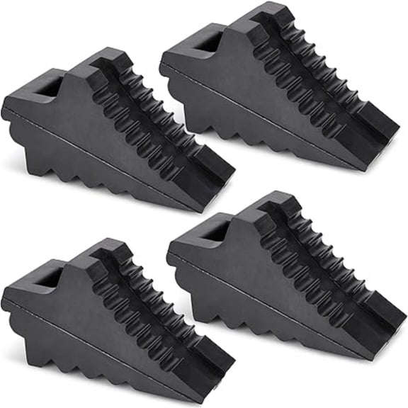 Wheel Chocks for Cars, RVs, Trucks, Trailers, and Vehicles up to 8T, 4 Pack - Anti Slip Bottom Tire Chock for All Weather Use - RV, Travel Trailer, Pop Up Camper Accessory