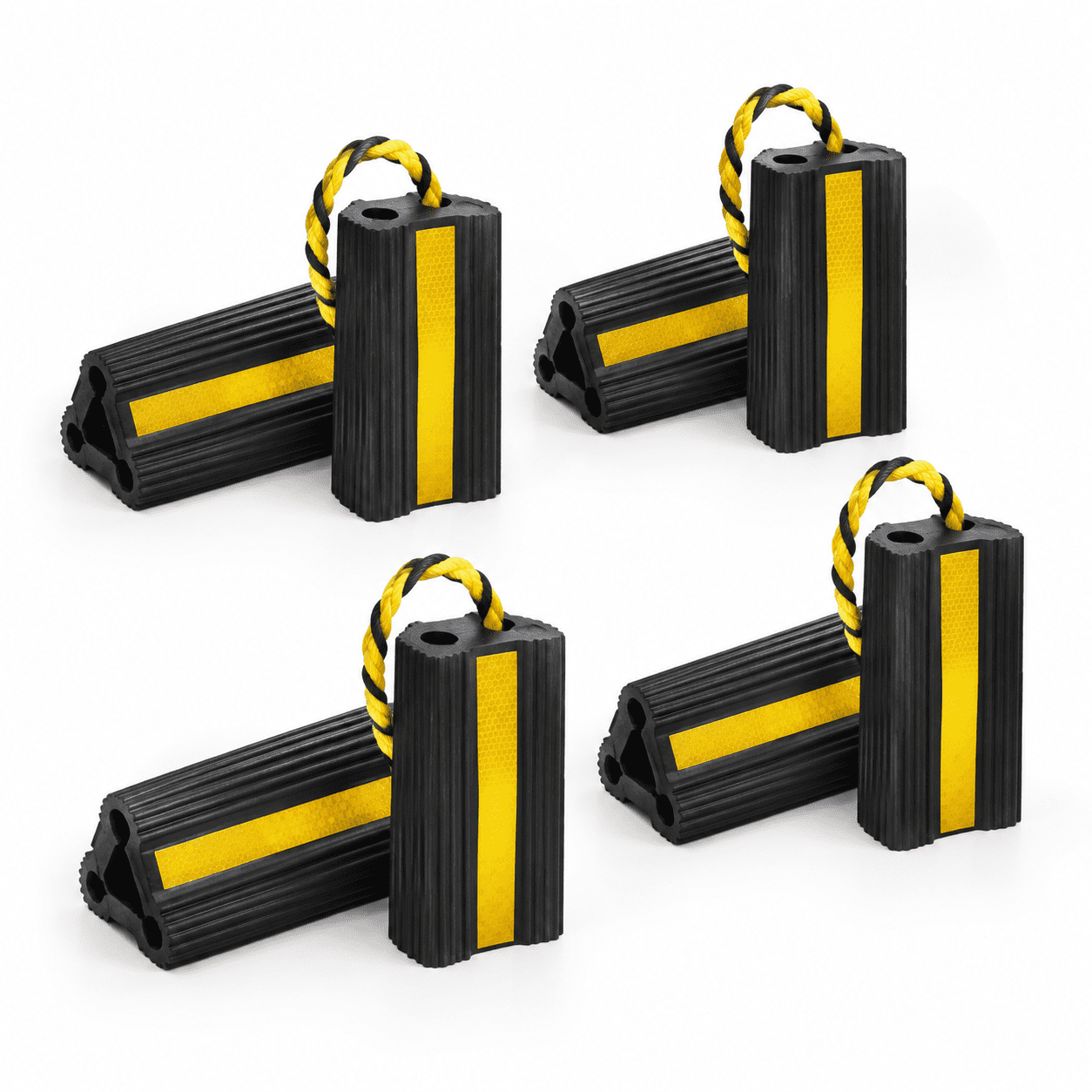 Wheel Chocks For RV 160B-4pair8pack With Rope, Durable Rubber Tire ...