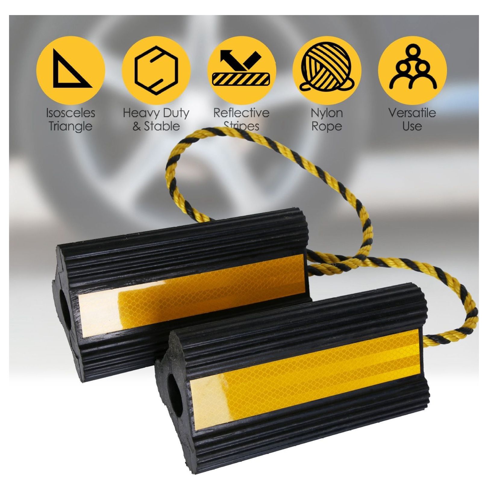 Wheel Chocks Heavy Duty 2-Pack - Tire Chocks for RV, Truck, Trailer ...