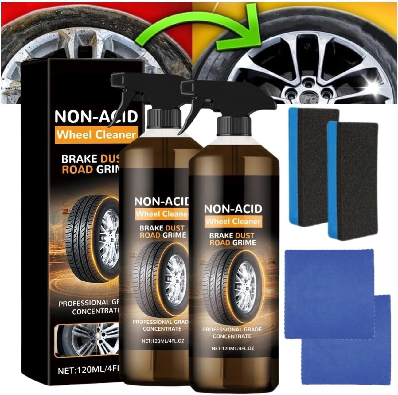 Wheel Cleaner WheelBlaze, Versatile and Powerful Rust Converter, Tire ...