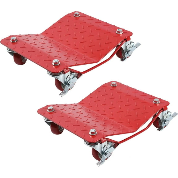 Wheel Dolly Set of 2, 3000LBS Car Moving Dolly, Wheel Dolly Car Tire Stake Set, Heavy-Duty Car Tire Dolly Cart Moving Cars, Trucks, Trailers, Motorcycles, and Boats, Red