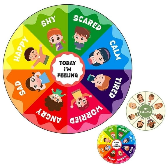 Wheel of Feelings and Emotions Round Rug, Mental Health Educational Rug for Classroom, Calming Rugs, Emotions Feeling, Carpet ABC for Kids Therapist Back to School Gifts