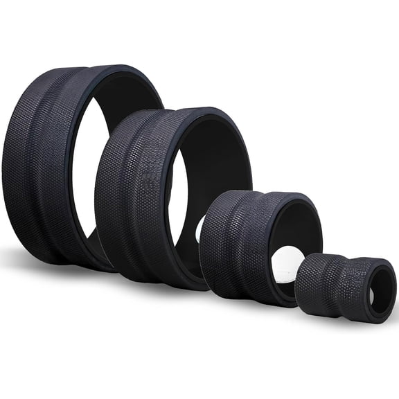 Wheel Foam Roller – Targeted Back & Neck Relief, Lumbar Spine Stretcher, Spinal Decompression Back Stretcher, Massage Roller with Density Foam for Physical Therapy, Supports 500lbs, 4-Pack Black