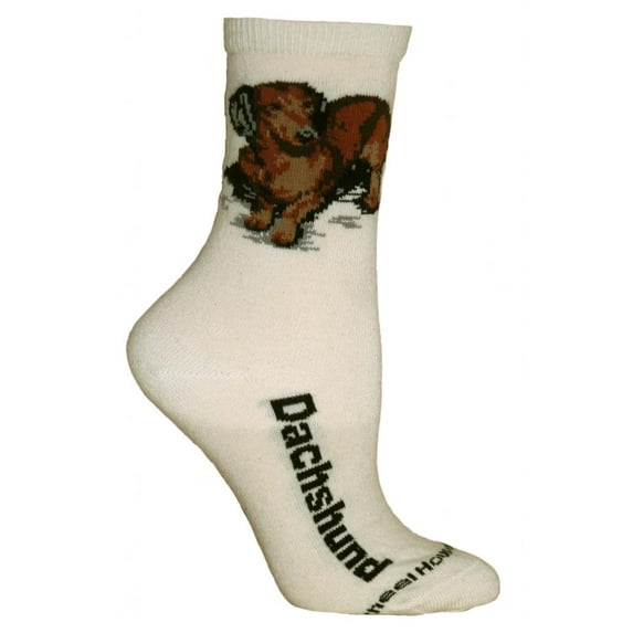 Brown Dachshund Natural Color Cotton Ladies Socks
