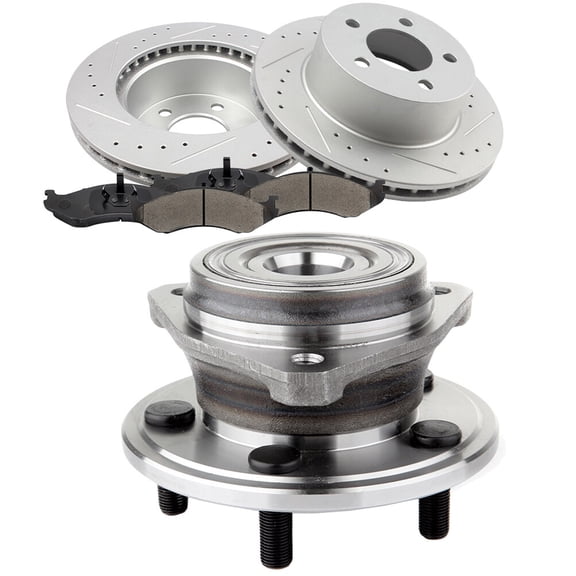 Wheel Hub and Brake Kits,SCITOO Front Brake Rotors Ceramic Pads and Hub Wheel Bearings Fit For Jeep For Cherokee 1990-1998,For Jeep Grand Cherokee 1993-1998,For Jeep Wrangler 1990-1995 1997-1999