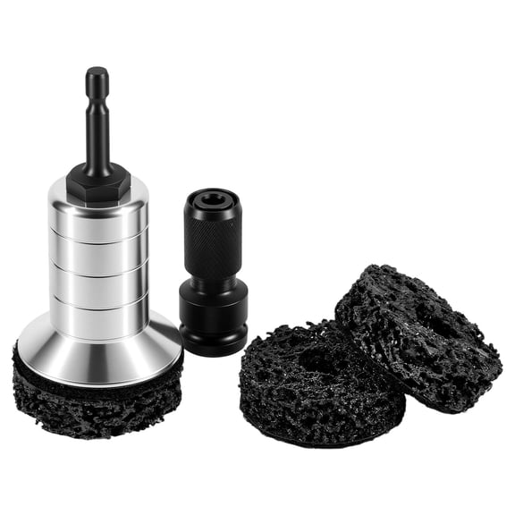 Wheel Hub Cleaning Tool with Double-Head Adapter,Brake Hub Cleaning Kit for Rust Removal & Polishing,Wheel Stud Cleaner,Quick Rust Removal on Lug Studs and Brake,(Silver,1.96x4.33 in)