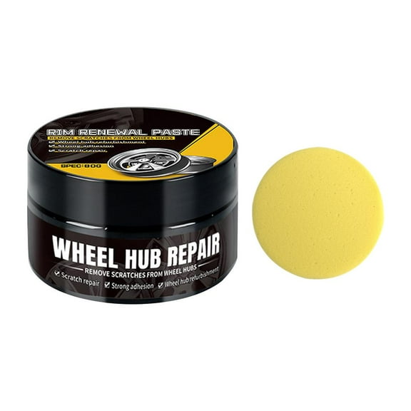 Wheel Hub Polish and Scratch Repair,80g Hub Polishing Paste with Sponge,Car Rim Cleaner for Auto Detailing, Motorcycle, Truck, Alloy Wheels, Tire Rims, and Daily Vehicle Detailing Needs