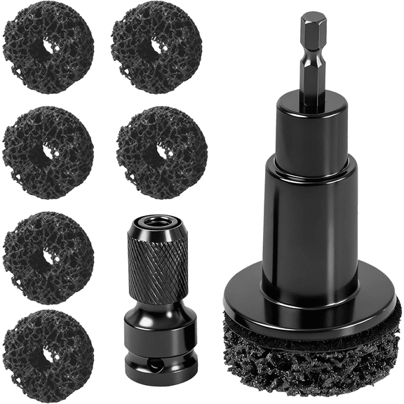 Wheel Hub Resurfacing Kit Wheel Stud and Hub Cleaner for Quick Rust Removal on Lug Studs and Brake Rotors,Includes 7 Cleaning Pads and,Fits 1/2 Wrenches or Electric Drills,Maintenance Tool for Cars