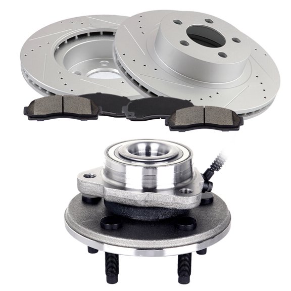 Wheel Hub and Brake Kits,SCITOO Front Brake Rotors Ceramic Pads and Hub Wheel Bearings Fit For Ford For Explorer 2002-2005