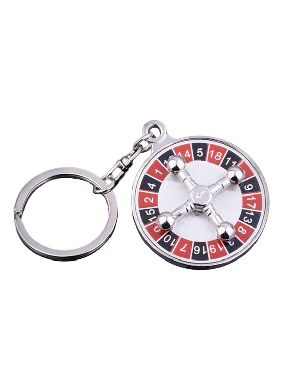 Wheel Keychain Alloy Keychain Round Roulette Keyring Unique Interactive Key Holder Jewelry Gift