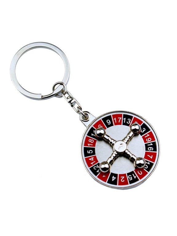 Wheel Keychain Alloy Keychain Round Roulette Keyring Unique Interactive Key Holder Jewelry Gift