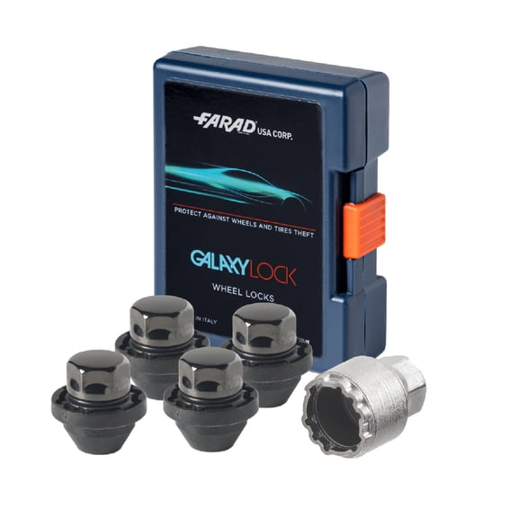 Wheel Lock Kit for Ford Maverick M14 X 1.5 Nut Chromed Black 4Locks & 1Key