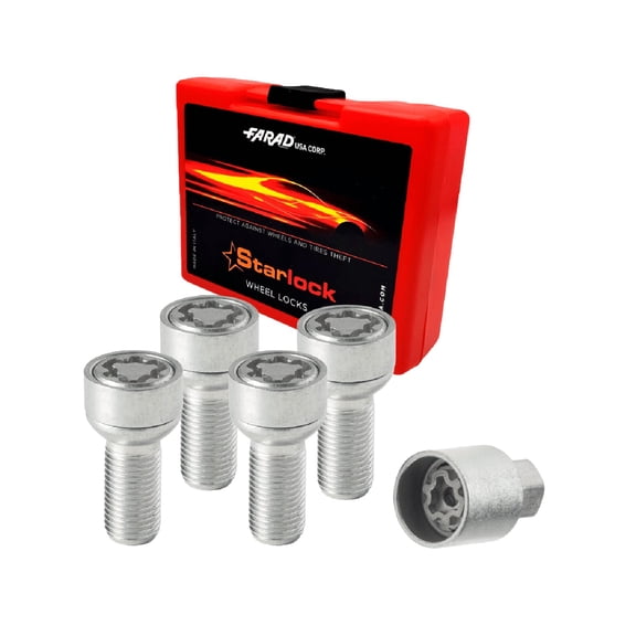 Wheel Lock Kit for Volvo V60 V60 Cross Country M14X1,5 Bolt Silver 4Locks